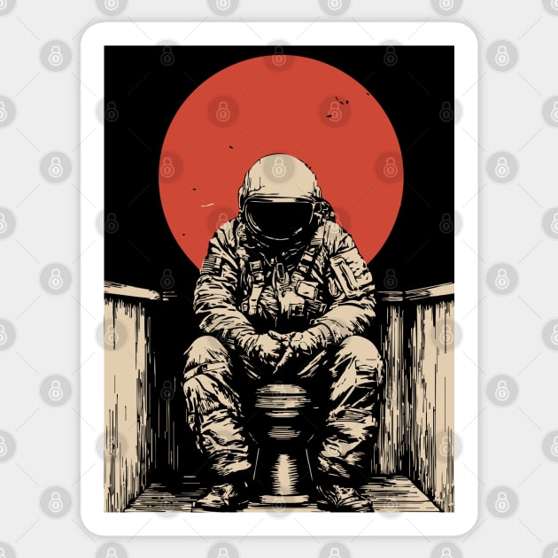 Cosmic Contemplation Astronaut on Toilet Sticker by TuncGK